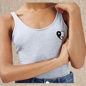 Yin and yang gray body suit